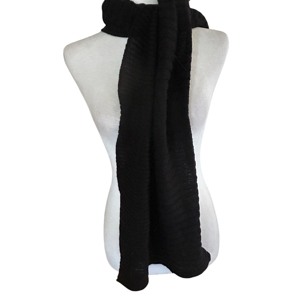 Calvin Klein NWT Wool Blend Black Scarf Classic 12 in x 62 in